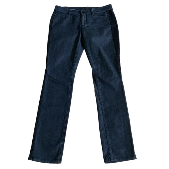 Ann Taylor Blue/Black 8 MODERN Fit Machine Wash Cold 5 Pocket Closing Zip/Button - Picture 1 of 8